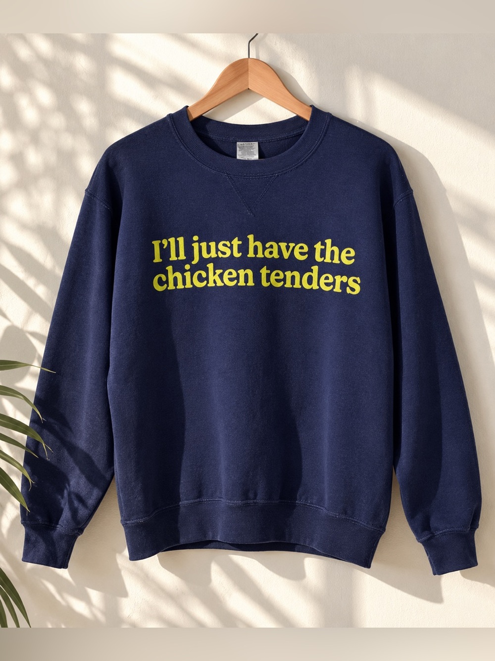 Navy Graphic Crewneck Sweatshirt  I'll Just Have the Chicken Tenders L